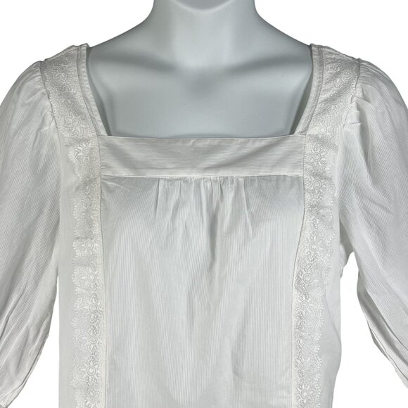 NWT Talbots Plus X US 16W Shadow Stripe Top White Blouse Lace Trim Minimalist - Picture 5 of 16